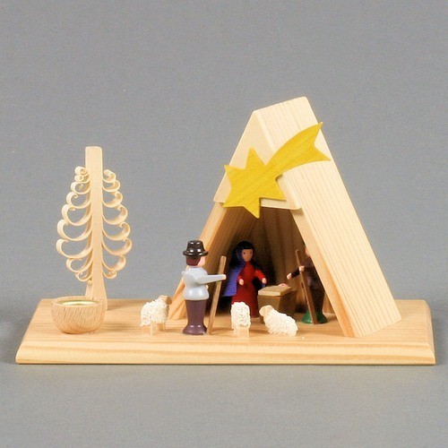 Dregeno Erzgebirge - Kerzenhalter mit Christi Geburt - 8cm