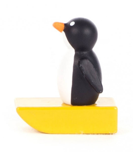 Dregeno Erzgebirge - Pinguin auf Schlitten klein, gelb