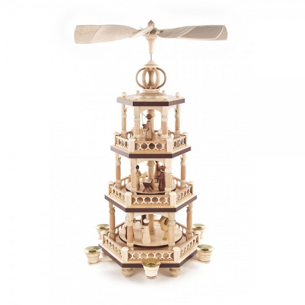 Dregeno Erzgebirge - Pyramide 3-stöckig mit Christi Geburt - 51cm