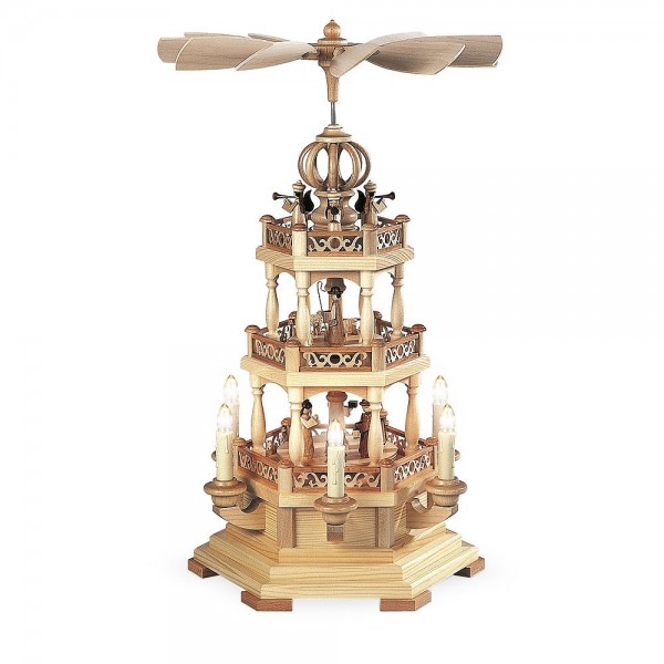 Müller Pyramide Heilige Geschichte 2-stöckig elektrisch mit Engel, natur 49cm