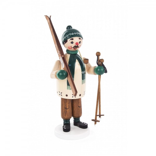 Dregeno Erzgebirge - Räuchermann Skifahrer, grün - 18cm