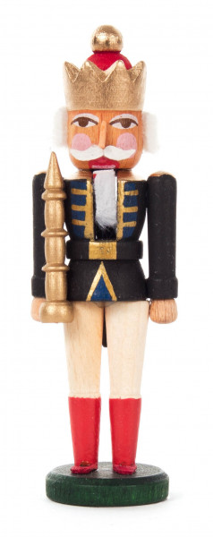 Dregeno Erzgebirge - Mini-Nussknacker König schwarz-weiß, 8 cm