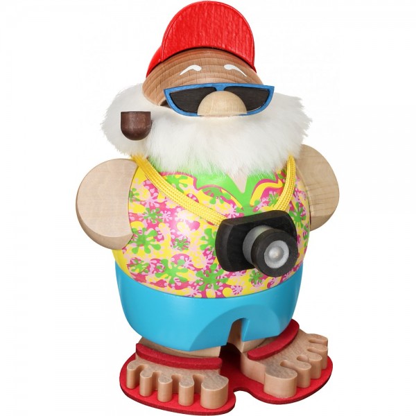 Seiffener Volkskunst Neuheit - Kugelräucherfigur Nikolaus Inkognito mit Kamera