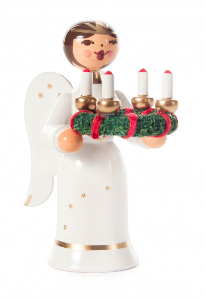 Dregeno Erzgebirge - Miniatur Engel mit Adventskranz
