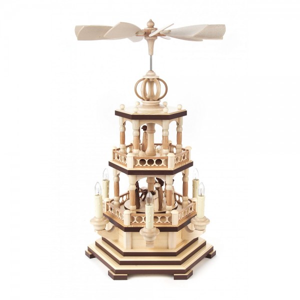 Dregeno Erzgebirge - Pyramide 2-stöckig mit Christi Geburt, elektrisch - 47cm