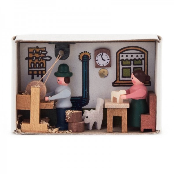 Dregeno Erzgebirge - Miniatur-Zündholzschachtel Drehstube
