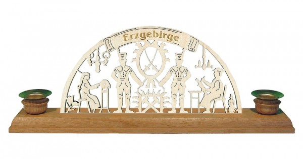 Lenk & Sohn Kerzenständer Erzgebirge 2-flammig Schwibbogen Bergmann
