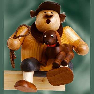 KWO Räuchermann Erzgebirge Kantenhocker Hundefreund 16cm