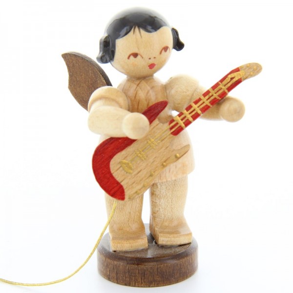 Uhlig Engel stehend mit E-Gitarre, natur, handbemalt
