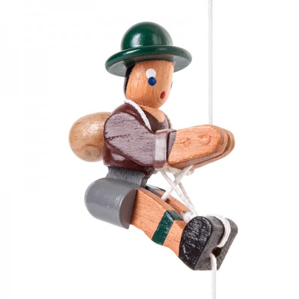 Dregeno Erzgebirge - Miniatur-Kletterfigur Bergsteiger, braune Jacke