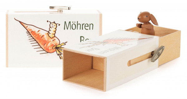 Dregeno Erzgebirge - Schiebebox »Möhren-Box« mit Hase, Melodie: Humpty Dumpty