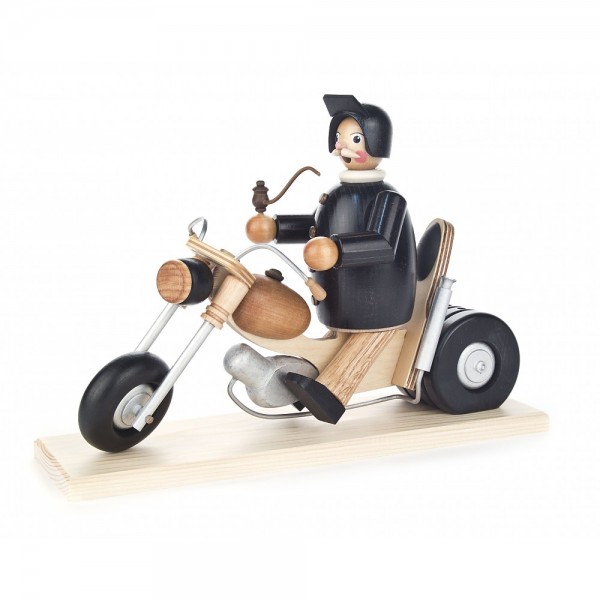 Dregeno Erzgebirge - Räuchermann Biker auf Motorrad - 20cm