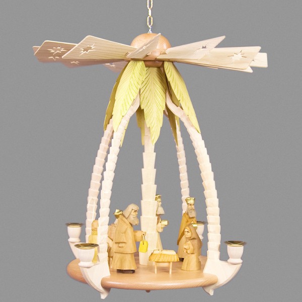 Dregeno Erzgebirge - Geschnitzte Hängepyramide mit Krippefiguren - 50cm