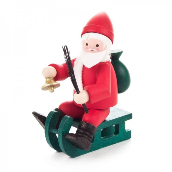 Dregeno Erzgebirge - Miniatur-Nikolaus auf Schlitten, farbig