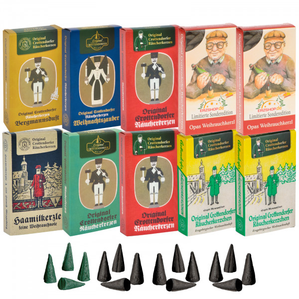 Original Crottendorfer Räucherkerzen Duft der Weihnacht - 10 Schachteln - Mischung Nostalgie A