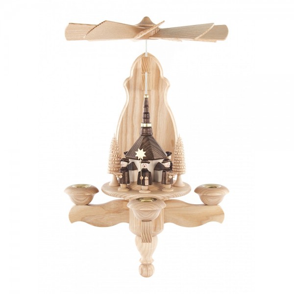 Dregeno Erzgebirge - Wandpyramide mit Seiffener Kirche - 37cm