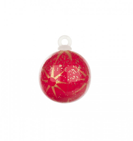 Dregeno Erzgebirge - Weihnachtsbaumkugel mit Sternen rot, 2,5cm (ohne Faden)