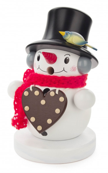 Dregeno Erzgebirge - Räuchermann Schneemann mit Lebkuchenherz