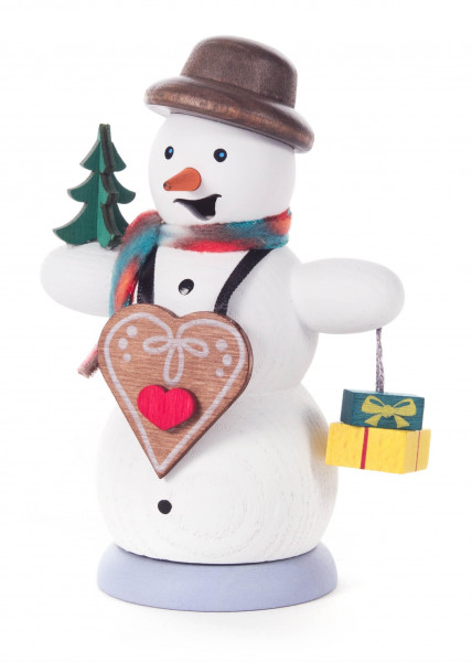 Dregeno Erzgebirge - Räuchermann Schneemann mit Lebkuchenherz
