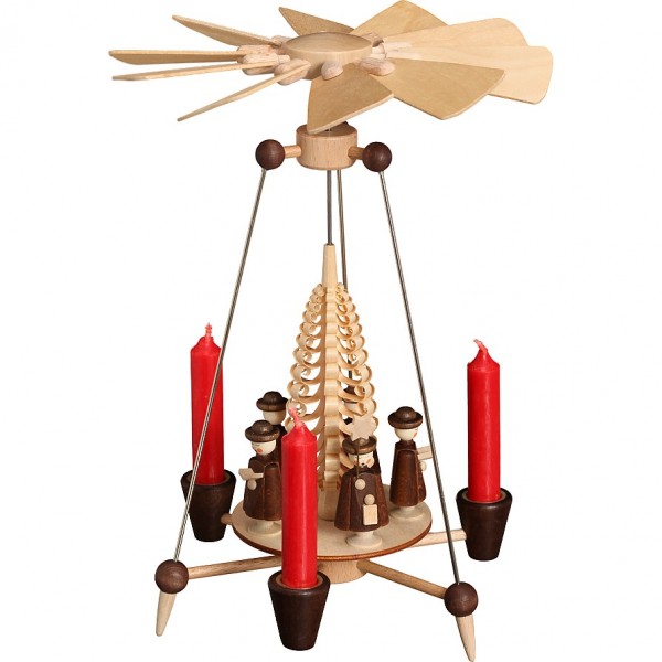 Seiffener Volkskunst Nadelpyramide mit Kurrendefiguren