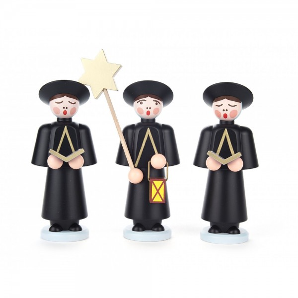 Dregeno Erzgebirge - Kurrendefiguren mittelgroß 3er-Gruppe, schwarz - 18cm