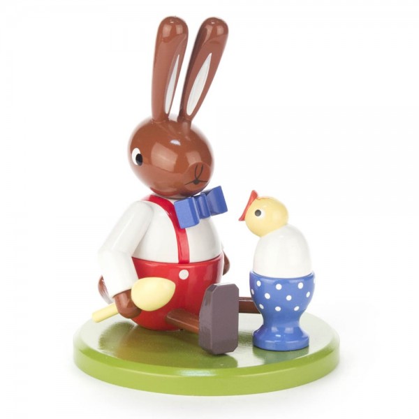 Dregeno Erzgebirge - Hase sitzend mit Eierbecher, groß