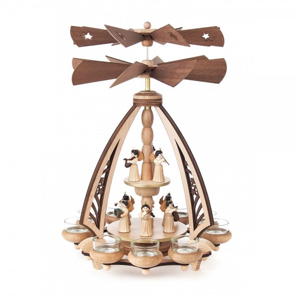 Dregeno Erzgebirge - Pyramide mit Engel, für Teelichte - 41cm