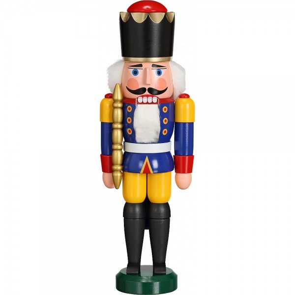 Seiffener Volkskunst Nussknacker Mittelgross - König blau 28cm