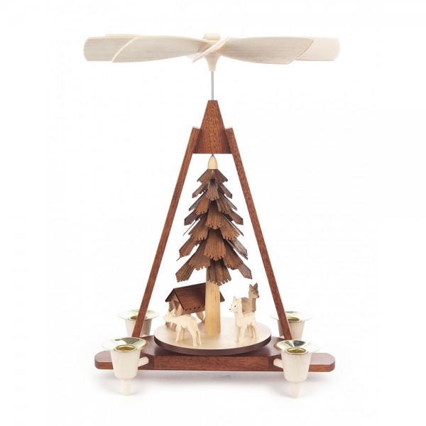 Dregeno Erzgebirge - Pyramide klein mit geschnitzte Rehe - 29cm