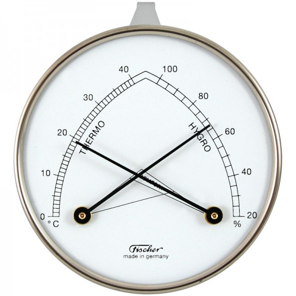 Fischer Raumklimamesser mit Hygrometer und Thermometer - Metallgehäuse 87mm