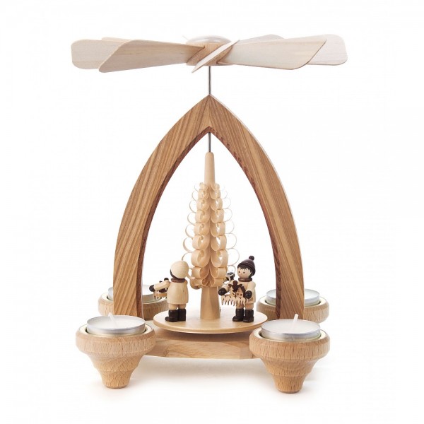 Dregeno Erzgebirge - Pyramide klein mit Striezelkinder, für Teelichter - 24cm