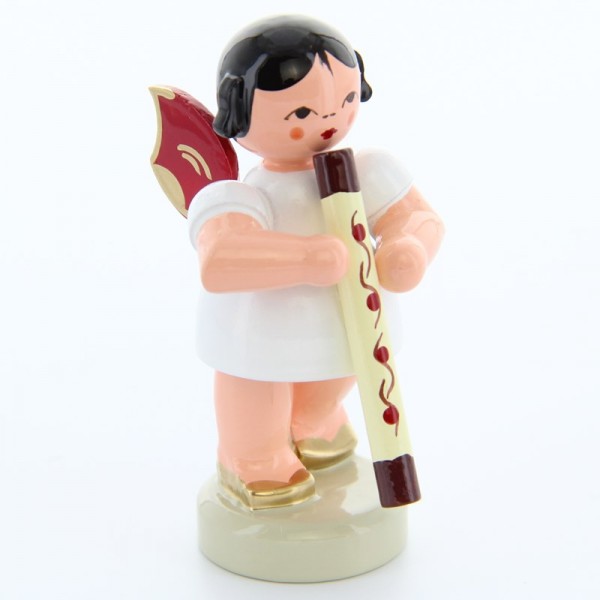 Uhlig Engel stehend mit Didgeridoo, rote Flügel, handbemalt