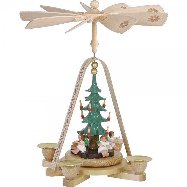 Richard Glässer Erzgebirgspyramide Engel mit Christbaum 28cm