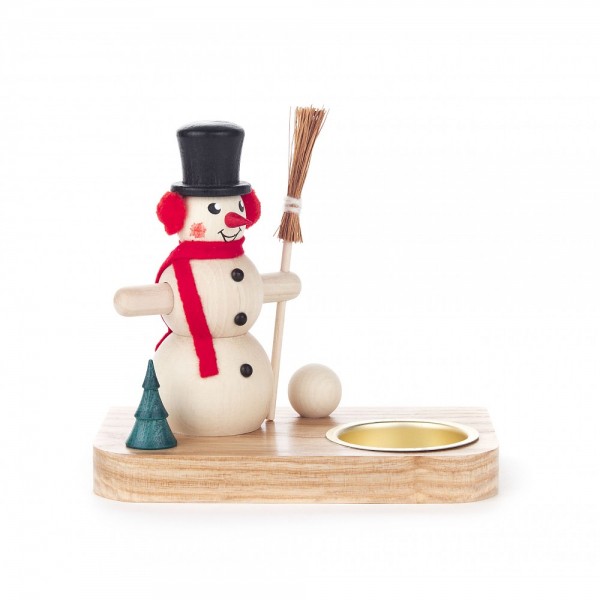 Dregeno Erzgebirge - Teelichthalter mit Schneemann - 13cm