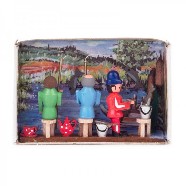 Dregeno Erzgebirge - Miniatur-Zündholzschachtel Angler
