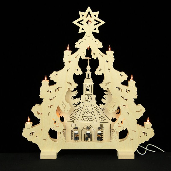 HELA Holzkunst - 2D Lichterspitze Erzgebirge - Seiffen mit Kurrendefiguren