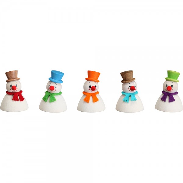 Seiffener Volkskunst - Die lustigen Wippelfiguren - Schneemann Klassik - 5er-Satz