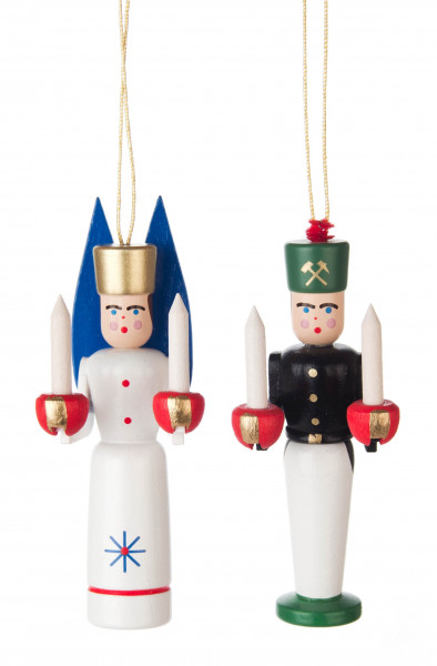 Dregeno Erzgebirge - Behang Engel und Bergmann farbig (Engel mit blauen Flügeln)