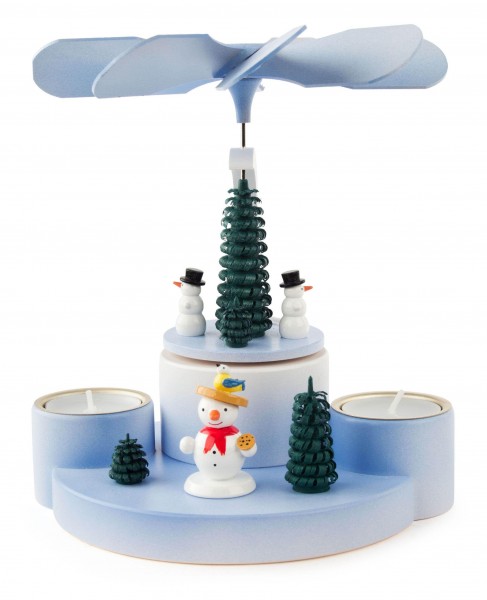 Dregeno Erzgebirge - Pyramide mit Schneemännern, für Teelichte