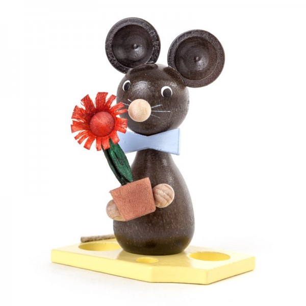 Dregeno Erzgebirge - Miniatur-Maus mit Blumentopf