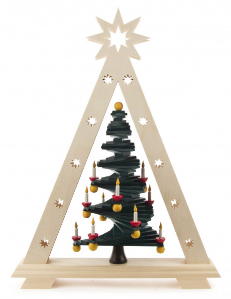 Dregeno Erzgebirge - Schwibbogen Spitze mit Stufenbaum LED