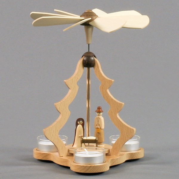 Dregeno Erzgebirge - Pyramide klein mit Christi Geburt, für Teelichter - 22cm