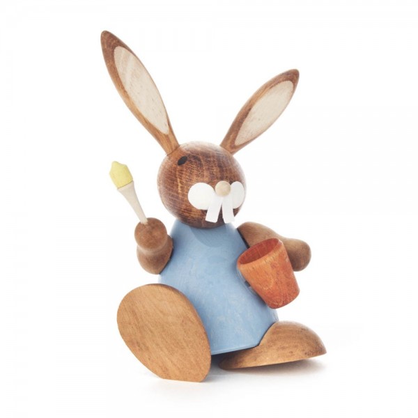 Dregeno Erzgebirge - Hase blau mit Eimer und Pinsel