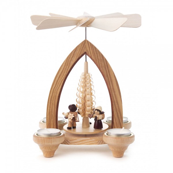 Dregeno Erzgebirge - Pyramide klein mit Handelsleute, für Teelichter - 24cm