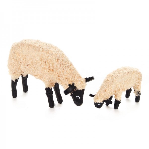 Dregeno Erzgebirge - Miniatur-Schwarzköpfige Fleischschafe, fressend, 2-teilig
