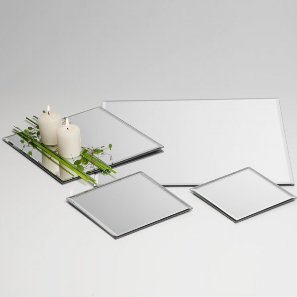 Restposten - Glas Mirror square plate silver 15 x 15 x 1 cm
