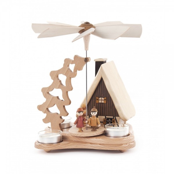 Dregeno Erzgebirge - Pyramide mit Räucherhaus, für Teelichter - 23cm