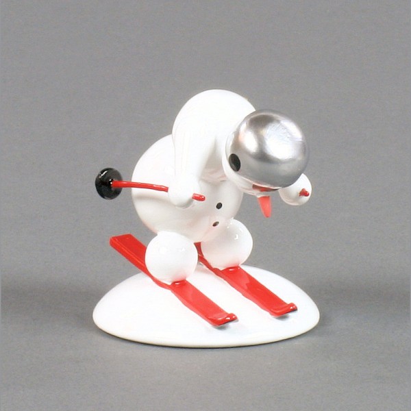 Dregeno Erzgebirge - Miniatur Schneemann Abfahrtsläufer - 5cm