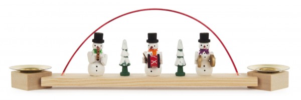 Dregeno Erzgebirge - Mini-Schwibbogen Schneemannkapelle für Kerzen Ø=10mm