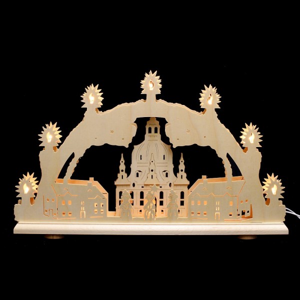 HELA Holzkunst - Schwibbogen Erzgebirge 10flammig - 3D Frauenkirche